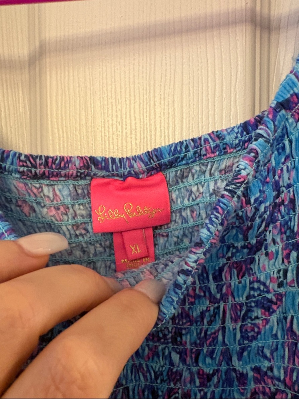Lilly Pulitzer Girls XL Blue Floral Maxi Dress - Smocked Bodice - Picture 2 of 3
